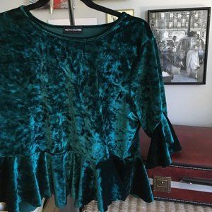 ‼️PRICE DROP‼️ Pretty Little Thing Velour Green Peplum Blouse